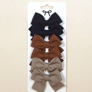 6Pcs/Set Cute Solid Ribbon Bowknot Hair Clips For Baby Girls